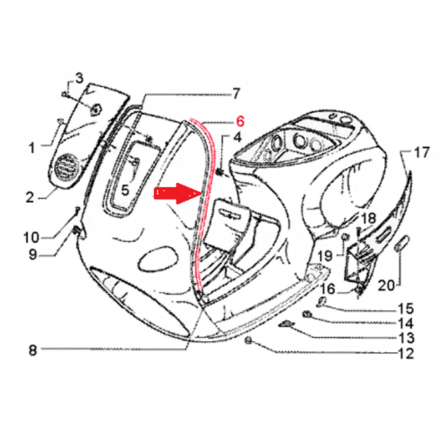 Bordón embellecedor escudo Vespa ET2, ET4 PIAGGIO -Izquierdo 573001