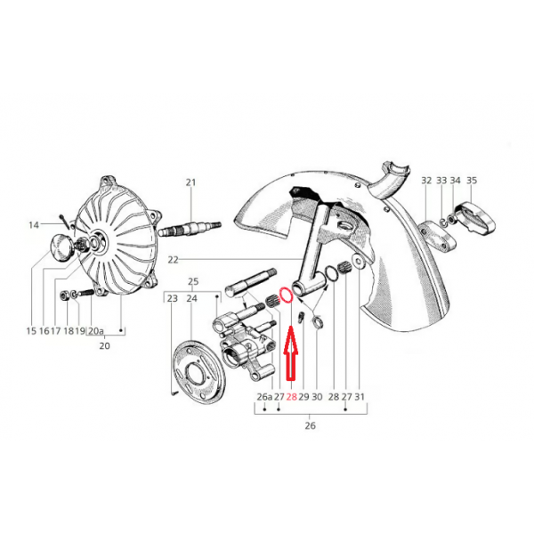 Junta Tórica Vespa eje basculante -93188-